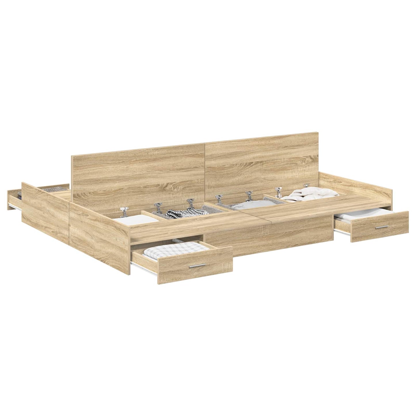 vidaXL Κρεβάτι με αποθηκευτικό χώρο Sonoma Δρυς 135 x 190 cm Μελαμίνη