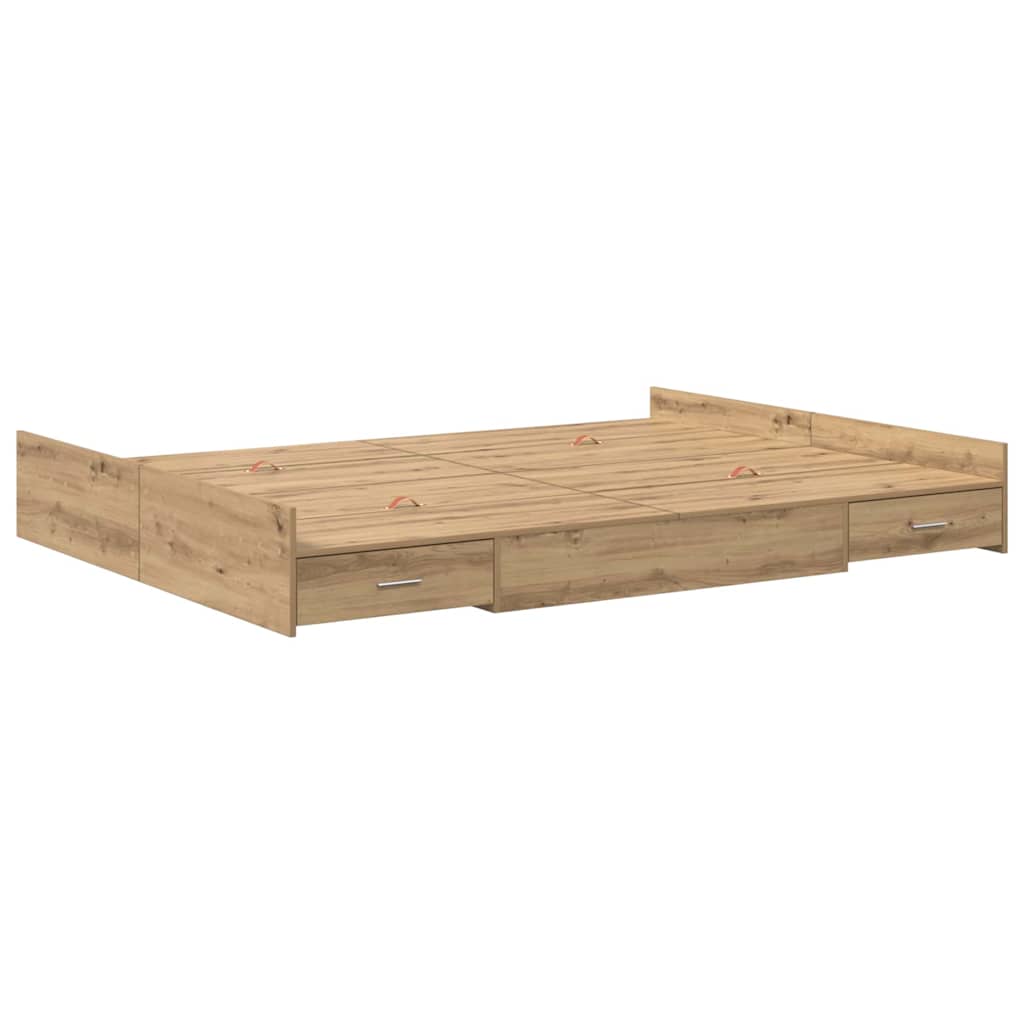 vidaXL Κρεβάτι με αποθηκευτικό χώρο με πόρτα Artisan Oak 135 x 190 cm