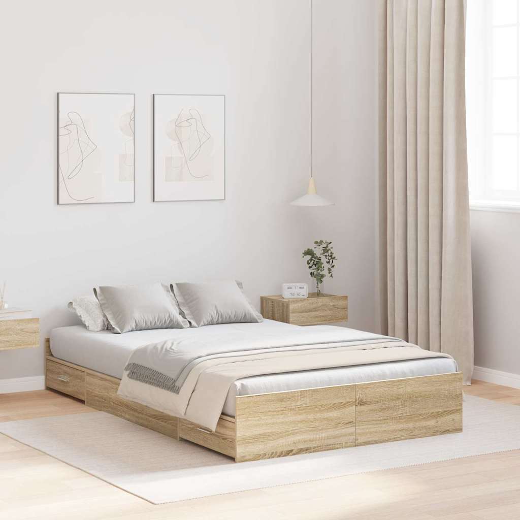 vidaXL Κρεβάτι με αποθηκευτικό χώρο Sonoma Δρυς 120 x 190 cm MDF