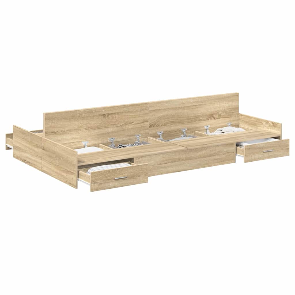 vidaXL Κρεβάτι με αποθηκευτικό χώρο Sonoma Δρυς 120 x 190 cm MDF