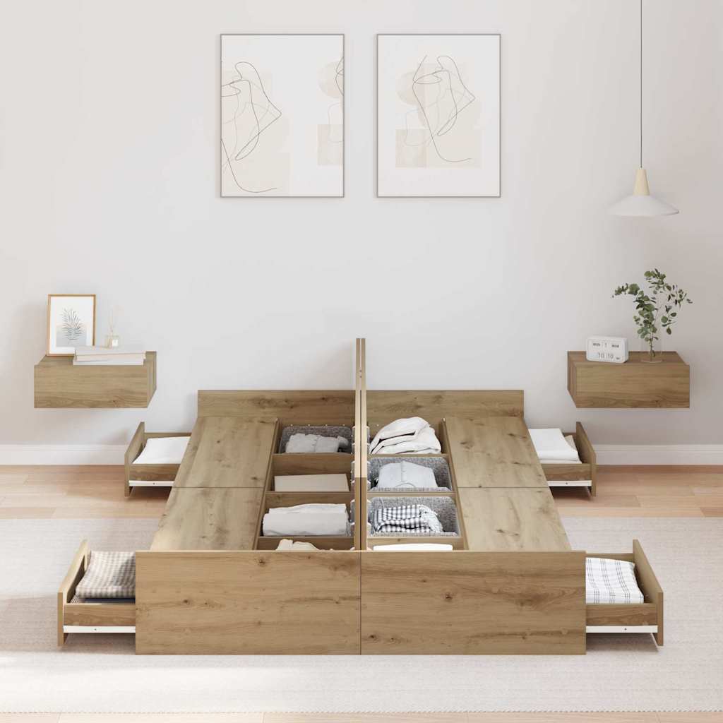 vidaXL Κρεβάτι με αποθηκευτικό χώρο με πόρτα Artisan Oak 120 x 190 cm