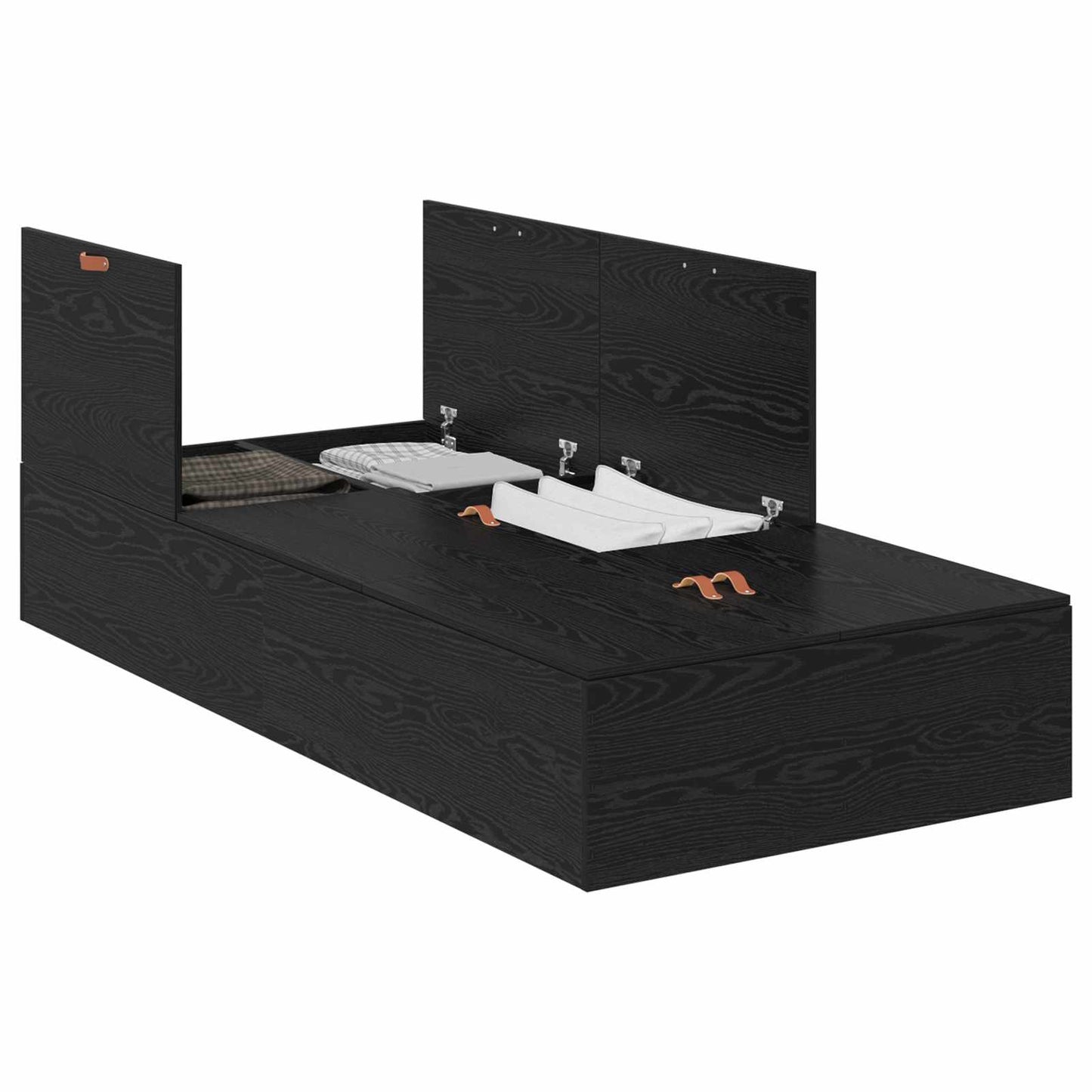 vidaXL Κρεβάτι Αποθήκευσης Μαύρης Βελανιδιάς 100x200 εκ.