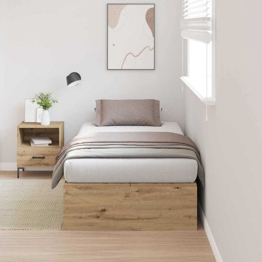 vidaXL Κρεβάτι με αποθηκευτικό χώρο με πόρτα Artisan Oak 100 x 200 cm