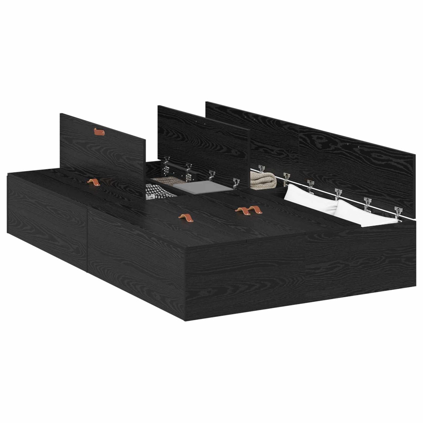 vidaXL Κρεβάτι με αποθηκευτικό χώρο Μαύρη Οξυά 120 x 200 cm