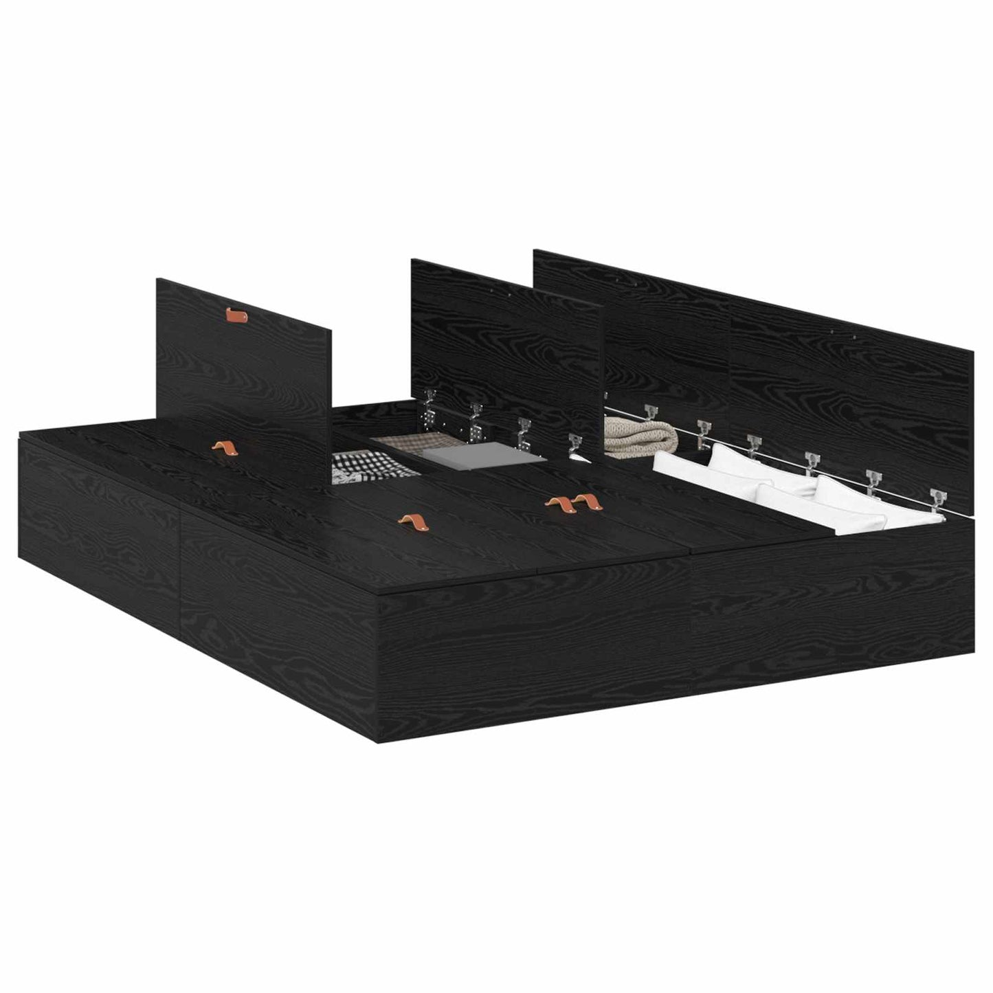 vidaXL Κρεβάτι με αποθηκευτικό χώρο Μαύρη Οξυά 140 x 200 cm
