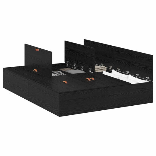 vidaXL Κρεβάτι με αποθηκευτικό χώρο Μαύρη Οξυά 150 x 200 cm