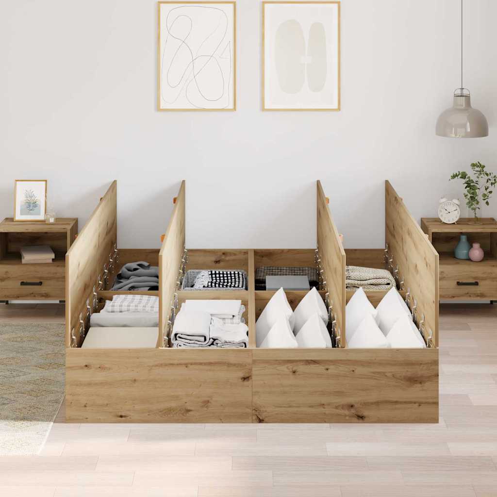 vidaXL Κρεβάτι με αποθηκευτικό χώρο με πόρτα Artisan Oak 150 x 200 cm