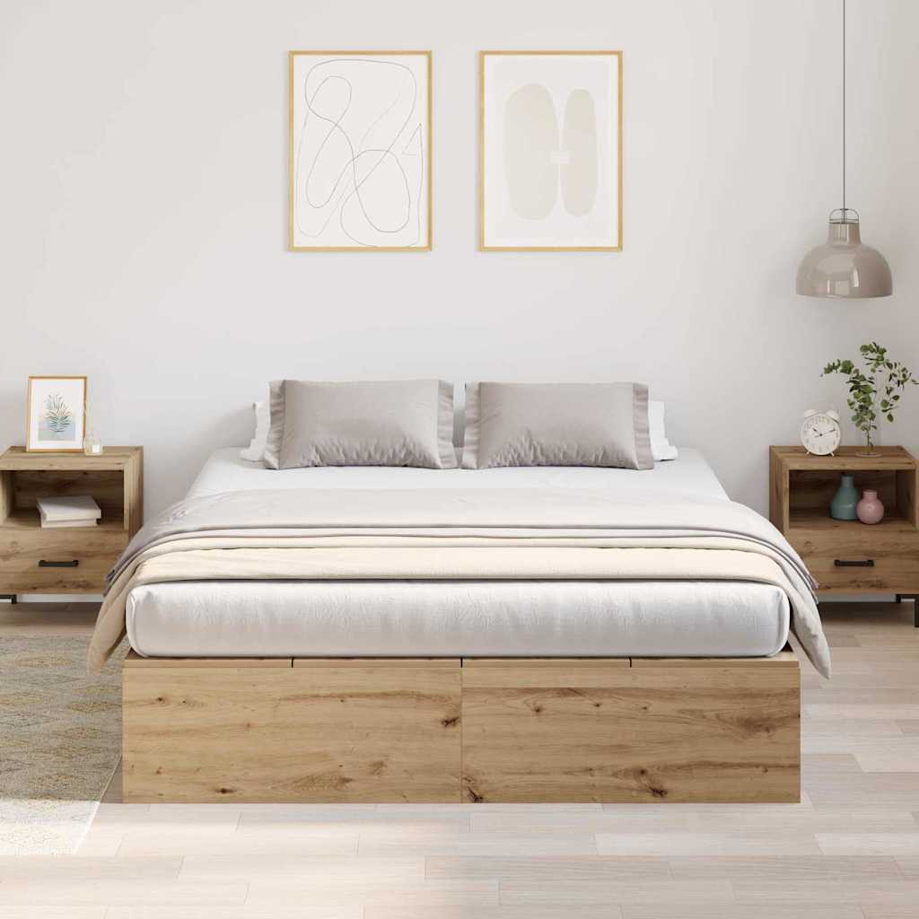 vidaXL Κρεβάτι με αποθηκευτικό χώρο με πόρτα Artisan Oak 150 x 200 cm