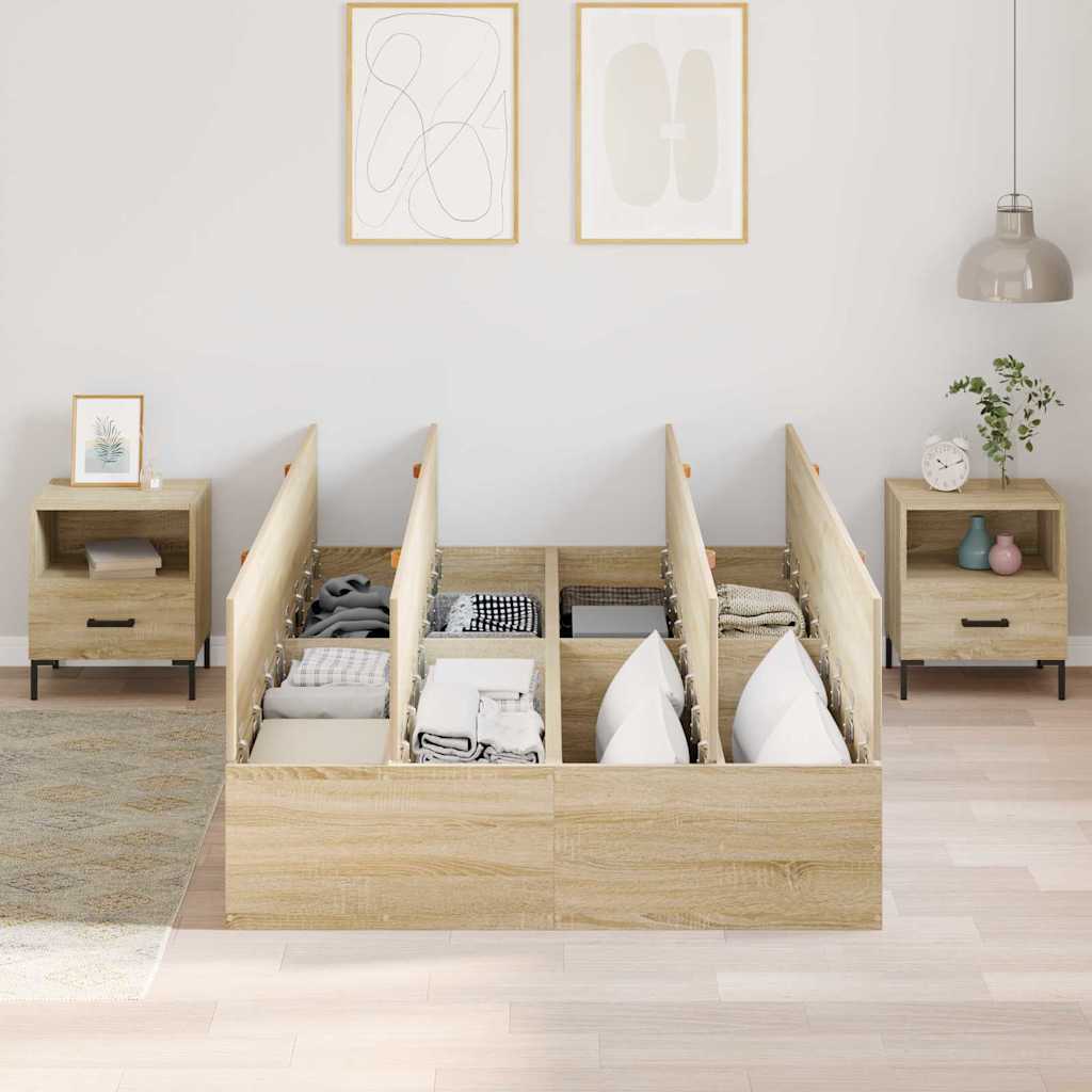 vidaXL Κρεβάτι με αποθηκευτικό χώρο Δρύς Sonoma 120 x 190 cm