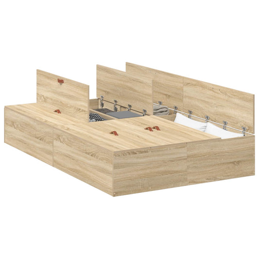 vidaXL Κρεβάτι με αποθηκευτικό χώρο Δρύς Sonoma 120 x 190 cm