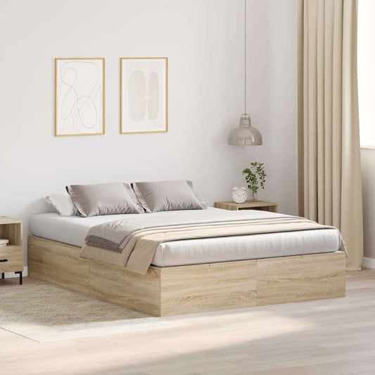 vidaXL Κρεβάτι με αποθηκευτικό χώρο Δρύς Sonoma 140 x 190 cm