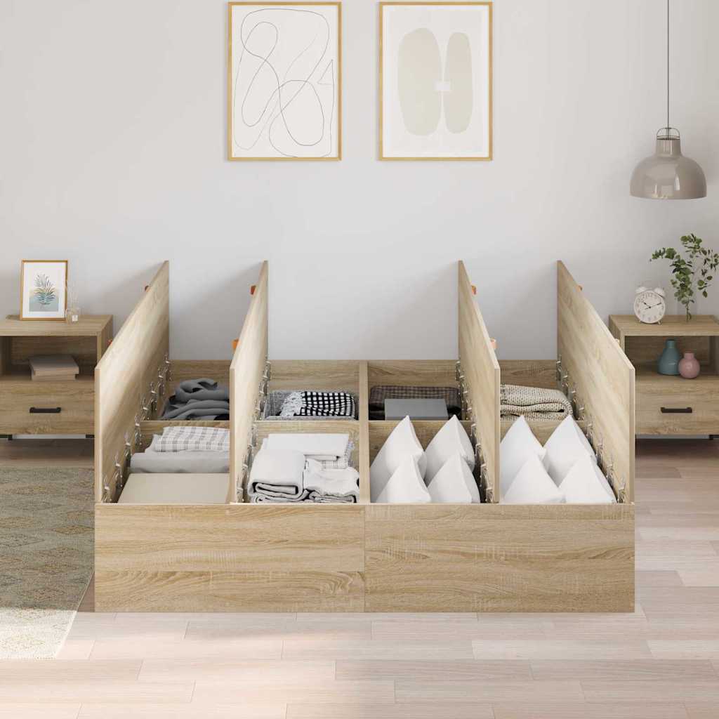 vidaXL Κρεβάτι με αποθηκευτικό χώρο Δρύς Sonoma 140 x 190 cm
