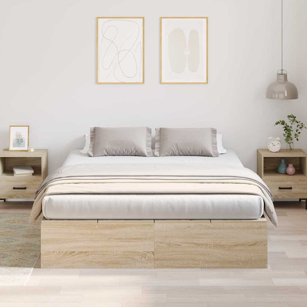 vidaXL Κρεβάτι με αποθηκευτικό χώρο Δρύς Sonoma 140 x 190 cm