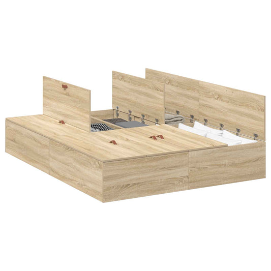 vidaXL Κρεβάτι με αποθηκευτικό χώρο Δρύς Sonoma 140 x 190 cm