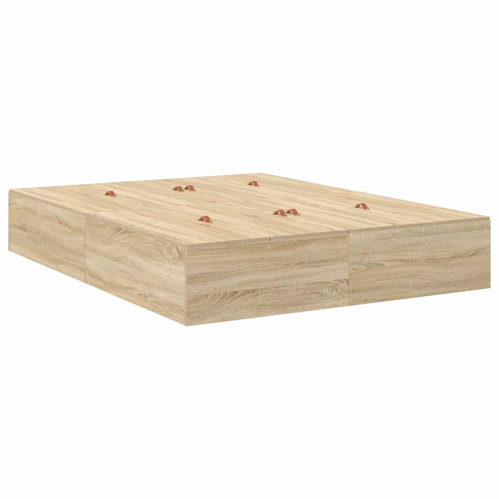 vidaXL Κρεβάτι με αποθηκευτικό χώρο Δρύς Sonoma 140 x 190 cm