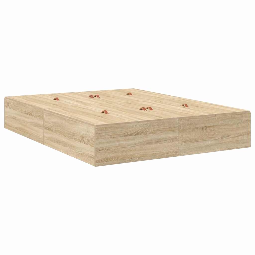 vidaXL Κρεβάτι με αποθηκευτικό χώρο Δρύς Sonoma 140 x 190 cm