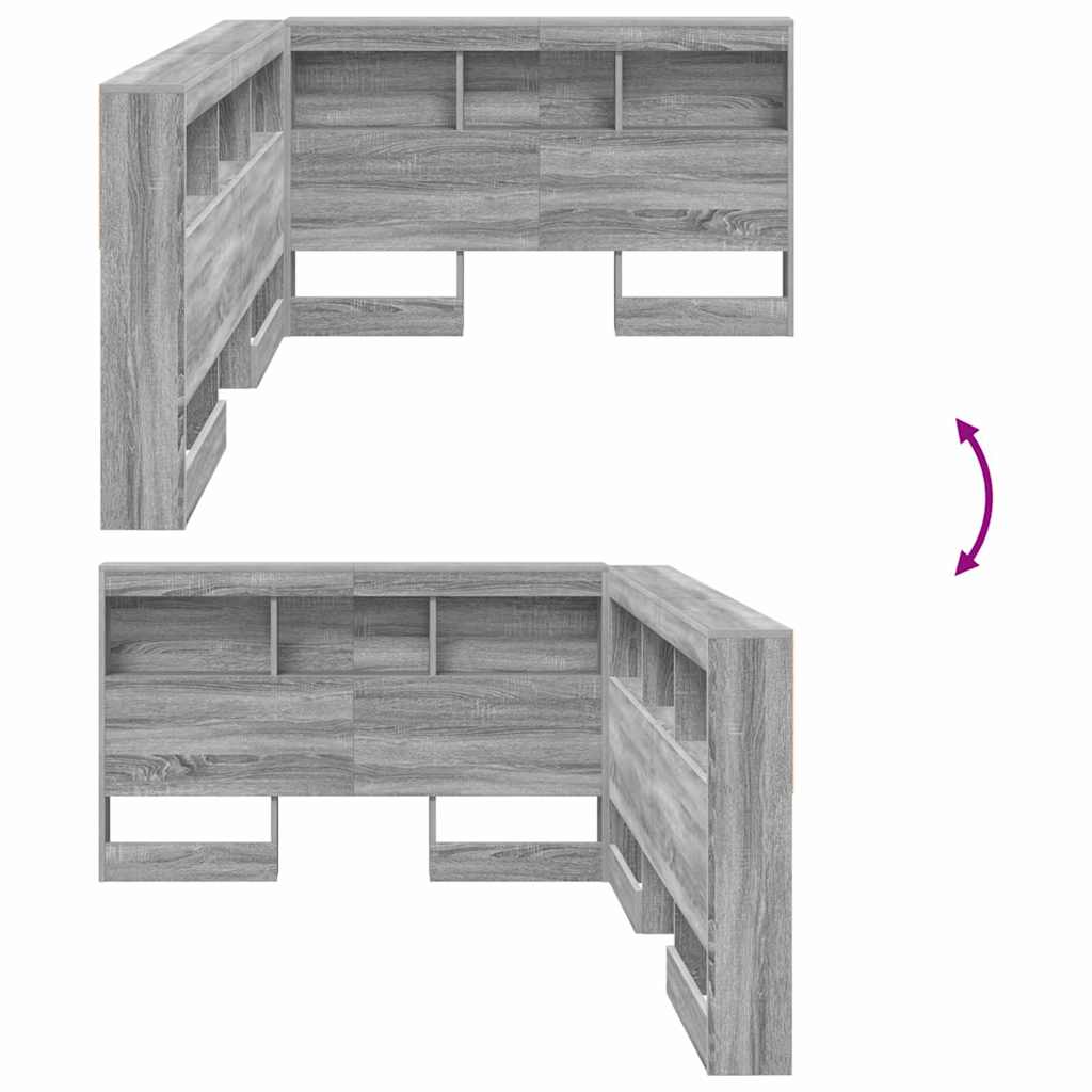 vidaXL Κεφαλάρι Αποθήκης Γκρίζο Σονομα 120 cm Επεξεργασμένο ξύλο