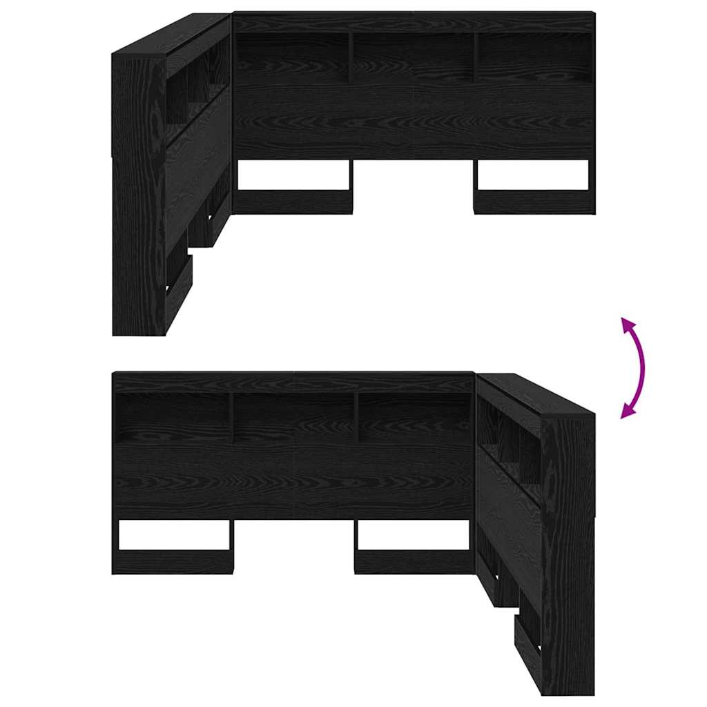 vidaXL Κεφαλάρι Αποθήκης με ράφι Μαύρη δρυς 140 cm Επεξεργασμένο ξύλο