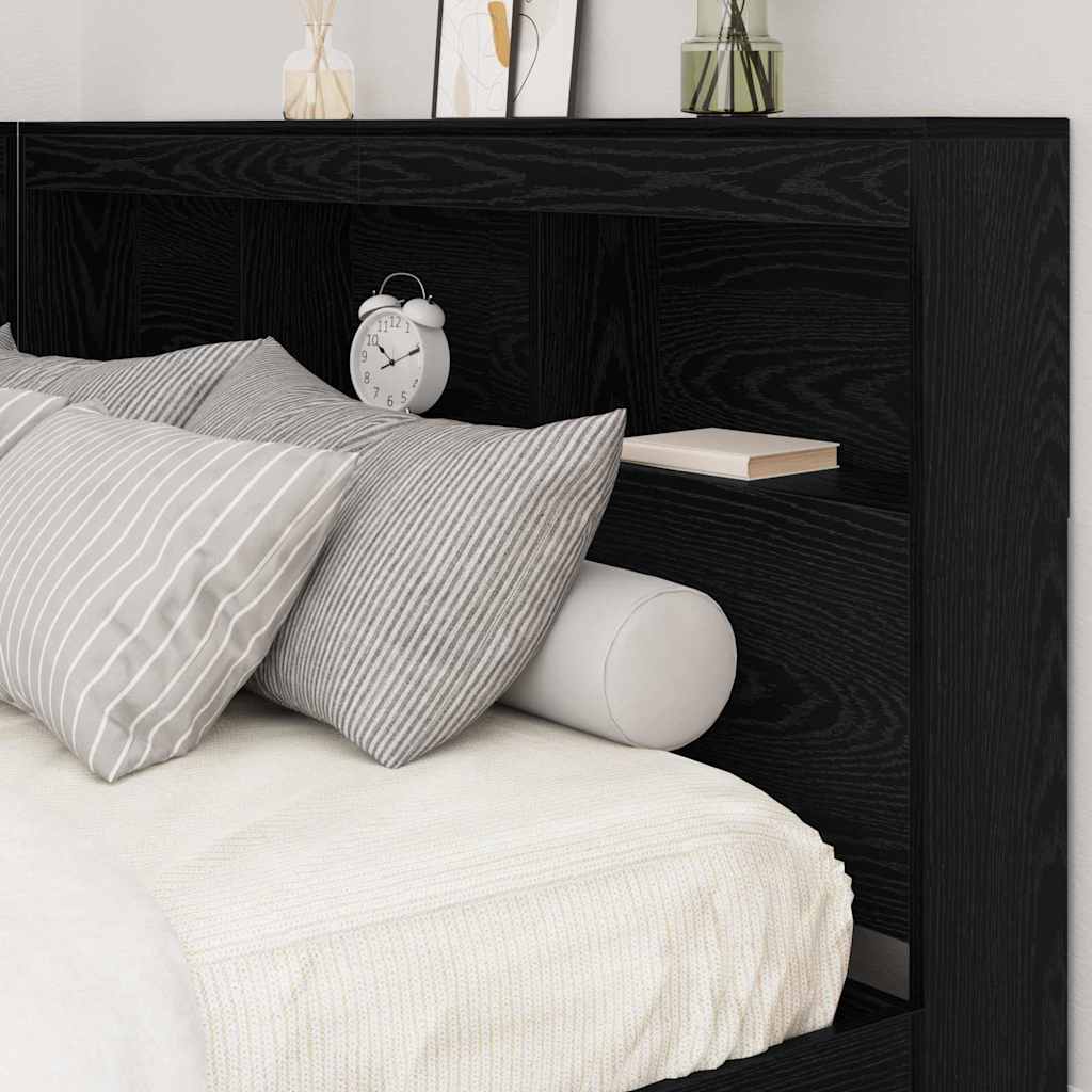 vidaXL Κεφαλάρι Αποθήκης με ράφι Μαύρη δρυς 160 cm Επεξεργασμένο ξύλο