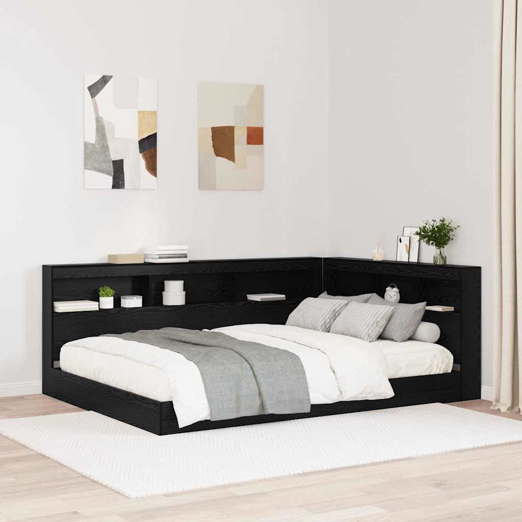 vidaXL Κεφαλάρι Αποθήκης με ράφι Μαύρη δρυς 160 cm Επεξεργασμένο ξύλο