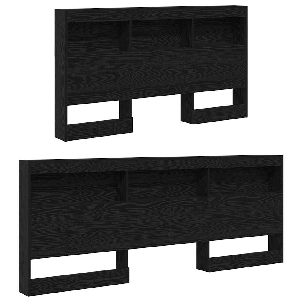 vidaXL Κεφαλάρι Αποθήκης με ράφι Μαύρη δρυς 160 cm Επεξεργασμένο ξύλο