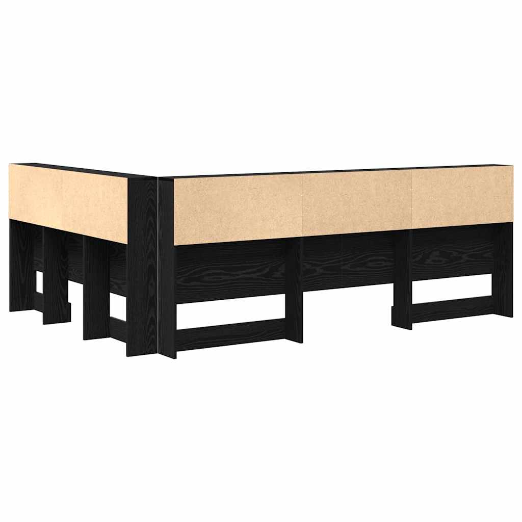 vidaXL Κεφαλάρι Αποθήκης με ράφι Μαύρη δρυς 160 cm Επεξεργασμένο ξύλο