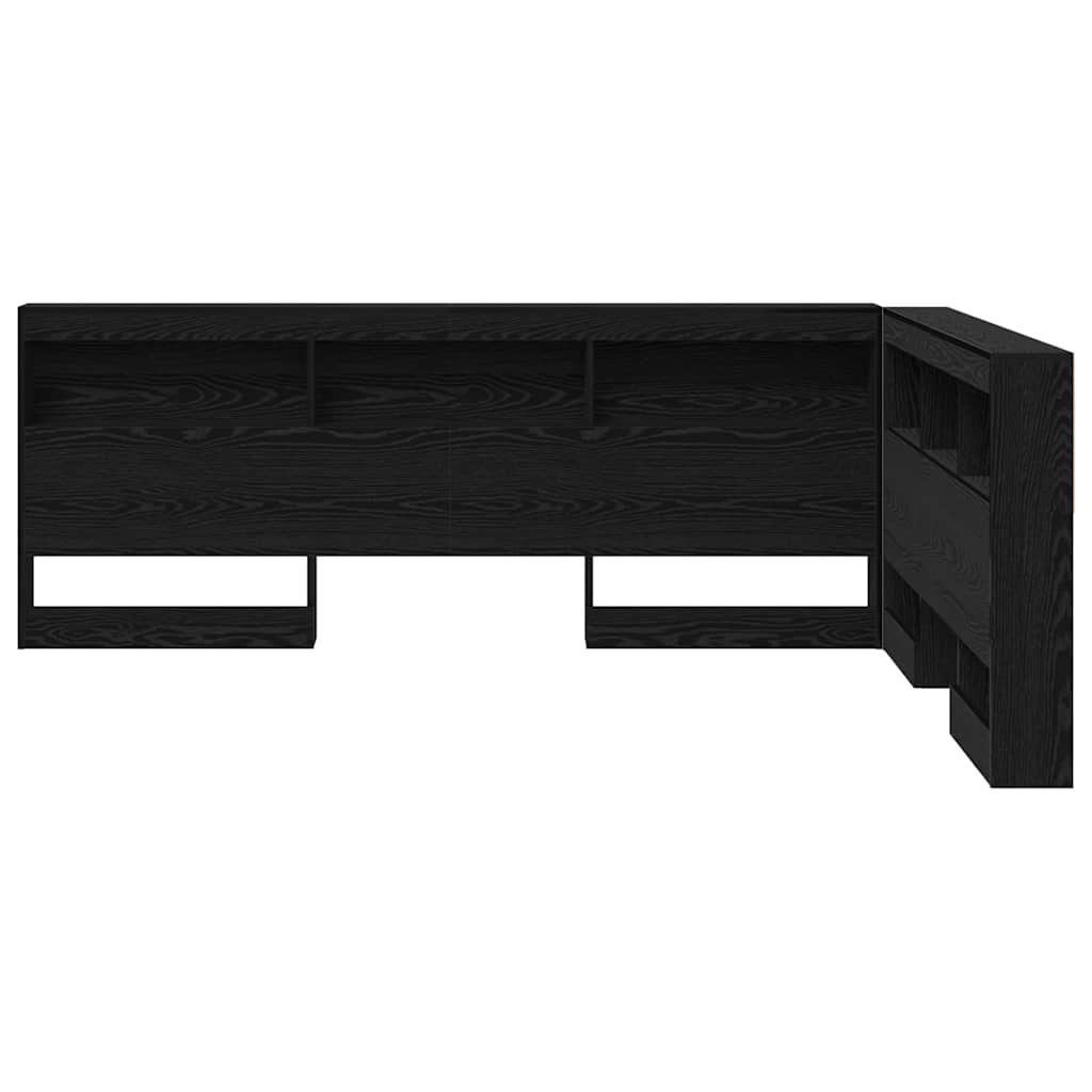 vidaXL Κεφαλάρι Αποθήκης με ράφι Μαύρη δρυς 160 cm Επεξεργασμένο ξύλο