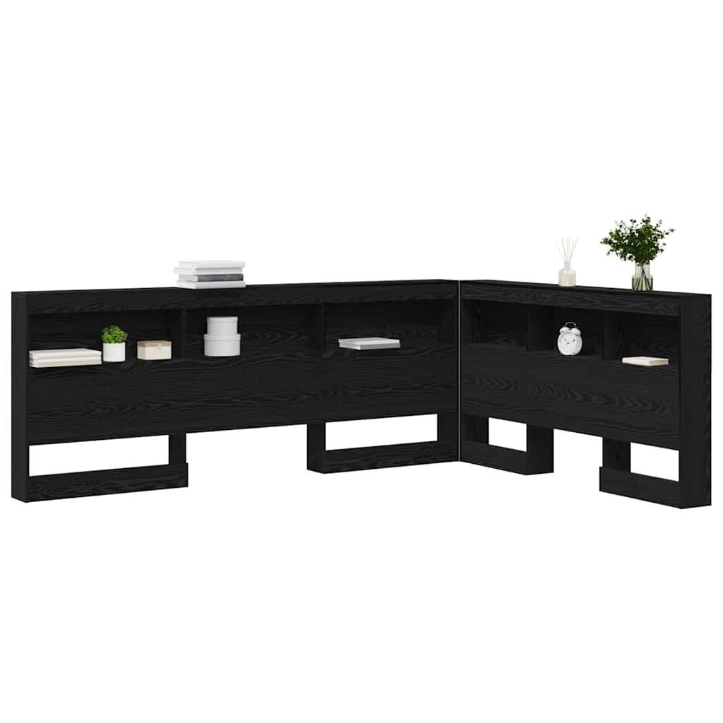 vidaXL Κεφαλάρι Αποθήκης με ράφι Μαύρη δρυς 160 cm Επεξεργασμένο ξύλο