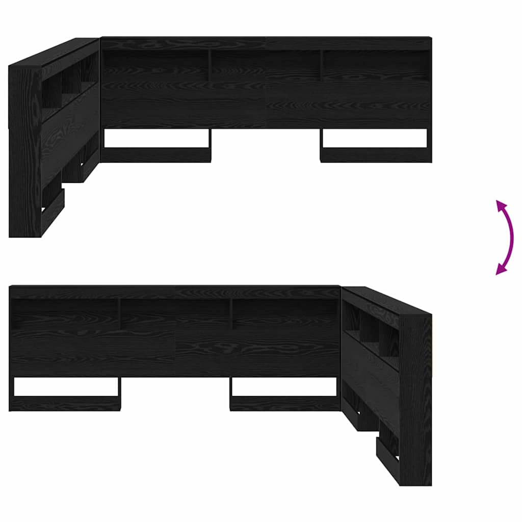 vidaXL Κεφαλάρι Αποθήκης με ράφι Μαύρη δρυς 180 cm Επεξεργασμένο ξύλο