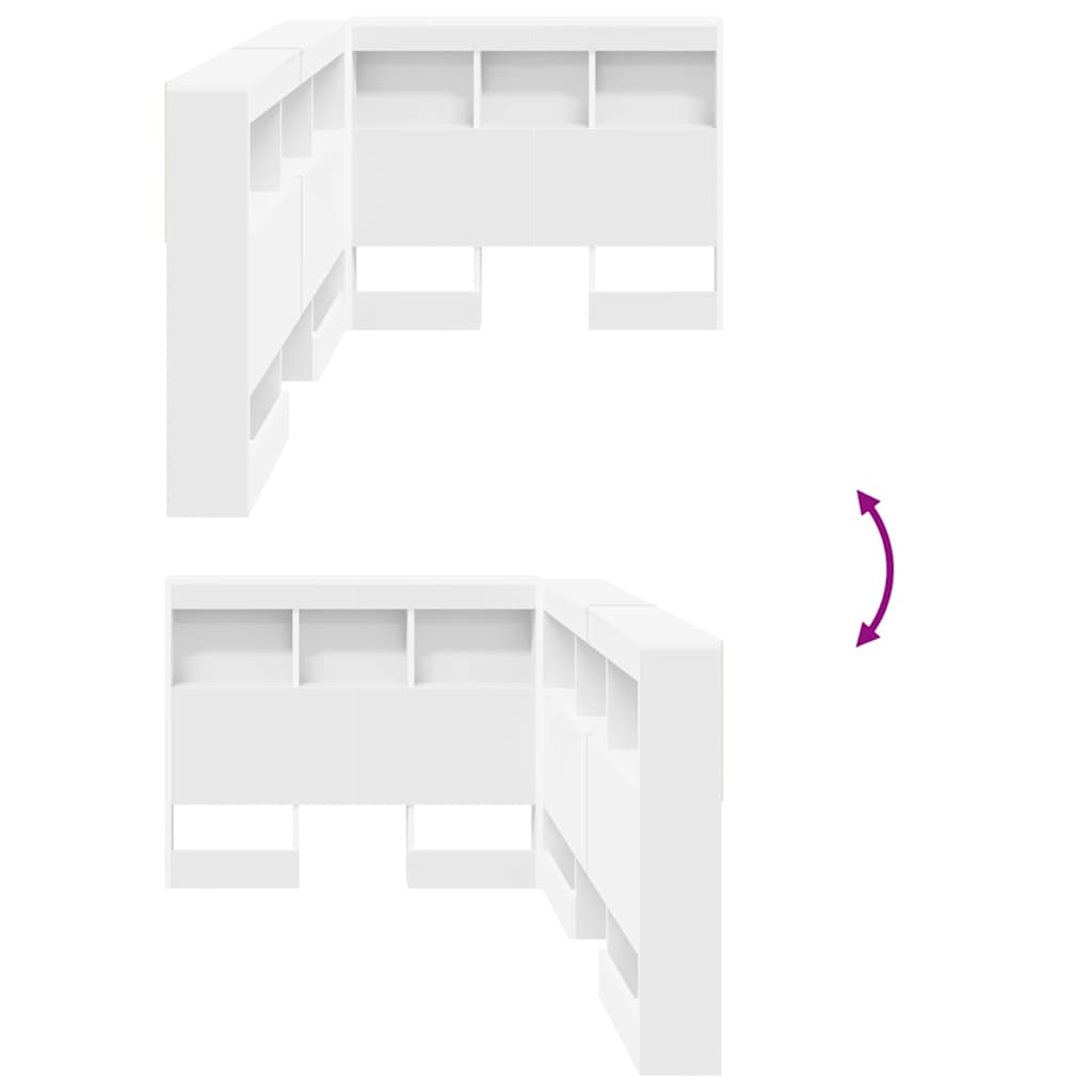 vidaXL Κεφαλάρι Αποθήκης με ράφι με κεφαλάρι με αποθήκευση Λευκό 90 cm Επεξεργασμένο ξύλο