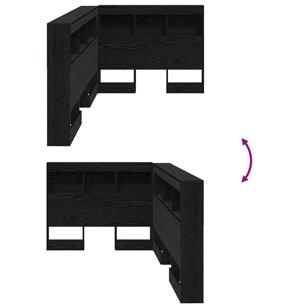 vidaXL Κεφαλάρι Αποθήκης με ράφι Μαύρη δρυς 90 cm Επεξεργασμένο ξύλο