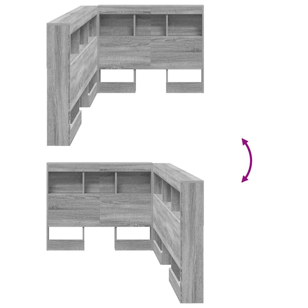 vidaXL Κεφαλάρι Αποθήκης Γκρίζο Σονομα 90 cm Επεξεργασμένο ξύλο