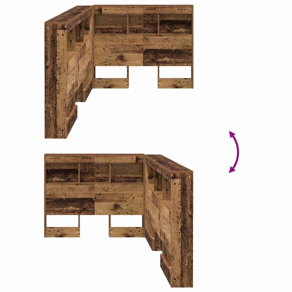 vidaXL Κεφαλάρι Αποθήκης με ράφι Παλιό Ξύλο 75 cm Επεξεργασμένο ξύλο