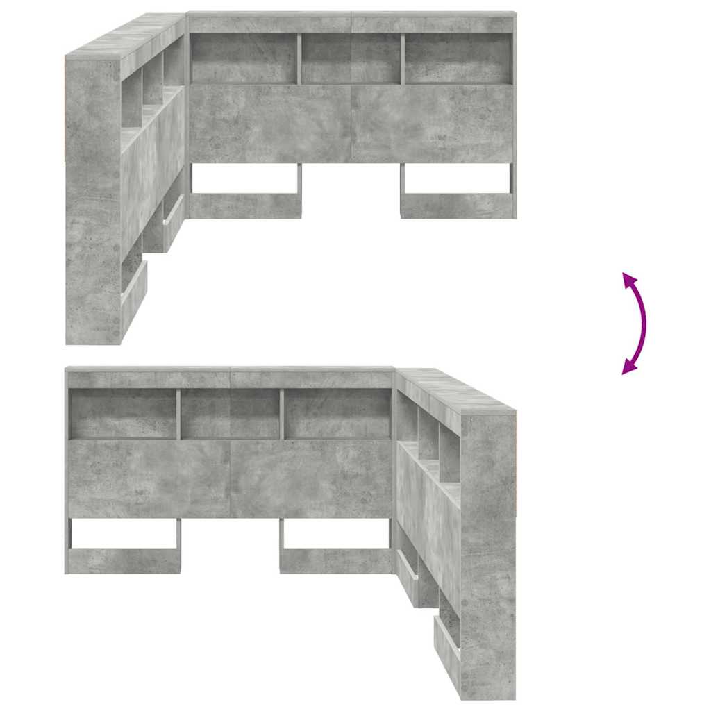 vidaXL Κεφαλάρι Αποθήκης Σκυρόδεμα Γκρι 120 cm Επεξεργασμένο ξύλο