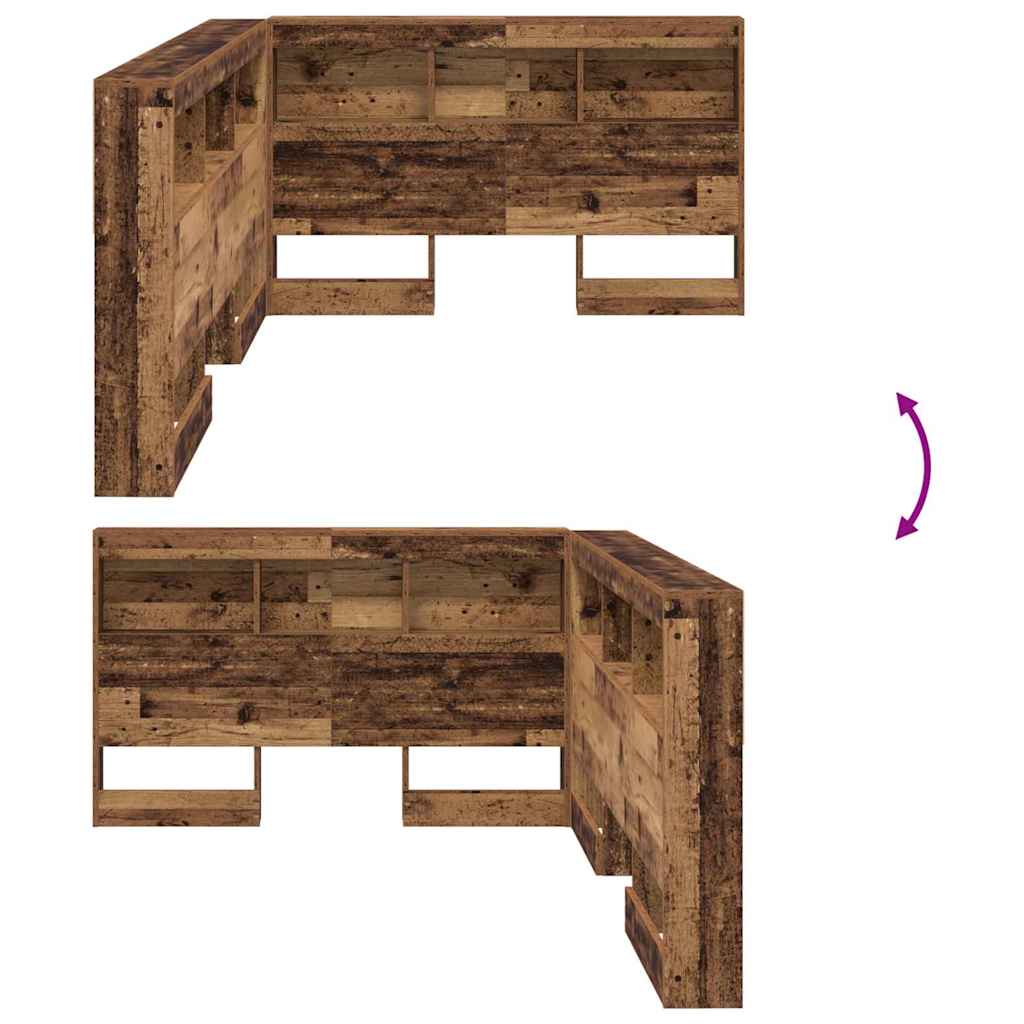 vidaXL Κεφαλάρι Αποθήκης με ράφι Παλιό Ξύλο 120 cm Επεξεργασμένο ξύλο