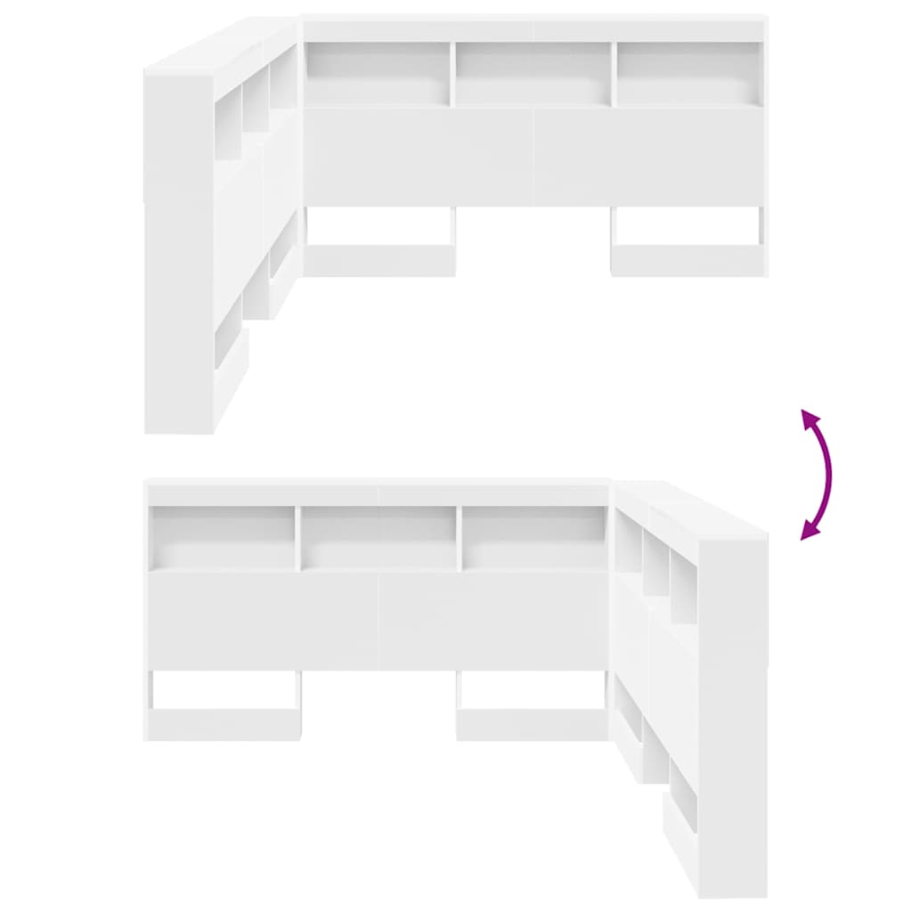 vidaXL Κεφαλάρι Αποθήκης με ράφι Λευκό 135 cm Επεξεργασμένο ξύλο