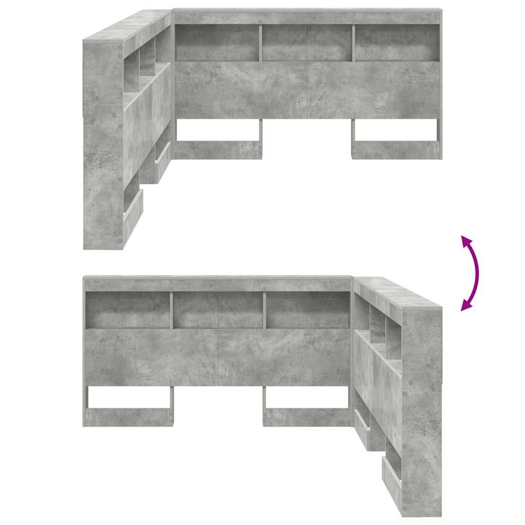 vidaXL Κεφαλάρι Αποθήκης Σκυρόδεμα Γκρι 135 cm Επεξεργασμένο ξύλο