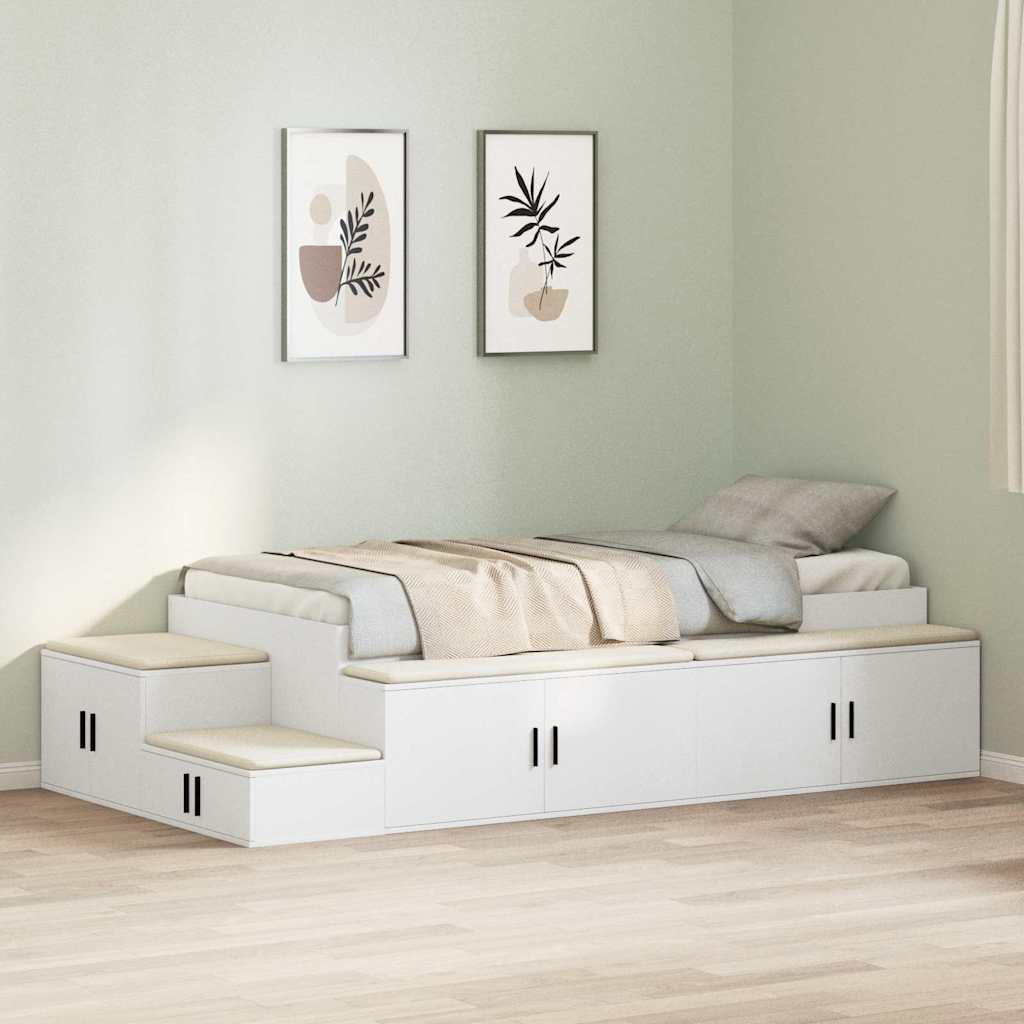 vidaXL Κρεβάτι με αποθηκευτικό χώρο Λευκό 75 cm Επεξεργασμένο ξύλο