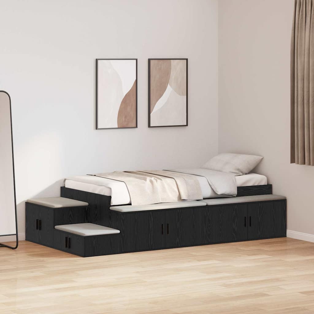 vidaXL Κρεβάτι με αποθηκευτικό χώρο Μαύρη δρυς 234 x 103 x 53.5 εκ.