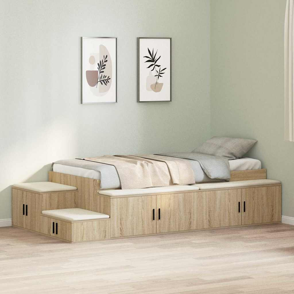 vidaXL Κρεβάτι με αποθηκευτικό χώρο με αποθήκευση Δρύς Sonoma 75 cm