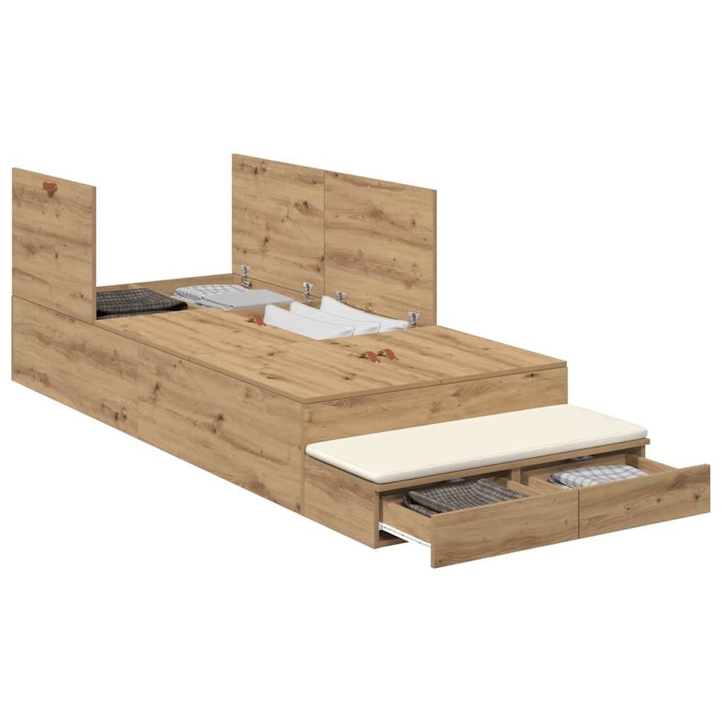 vidaXL Κρεβάτι με αποθηκευτικό χώρο με συρτάρι Artisan Oak 100 cm