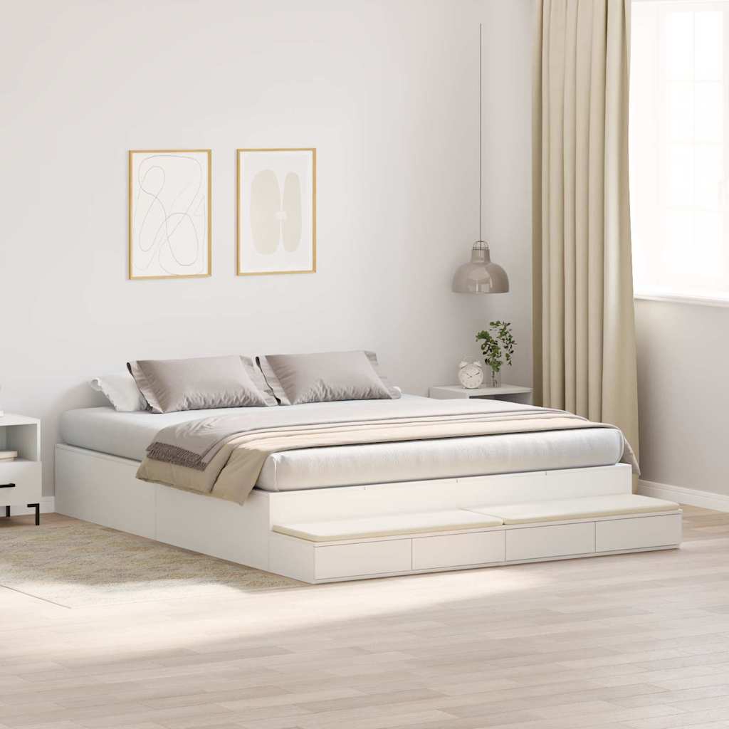 vidaXL Κρεβάτι με αποθηκευτικό χώρο Λευκό 180 cm Επεξεργασμένο ξύλο