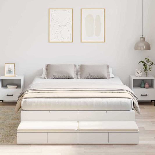 vidaXL Κρεβάτι με αποθηκευτικό χώρο Λευκό 135 cm Επεξεργασμένο ξύλο
