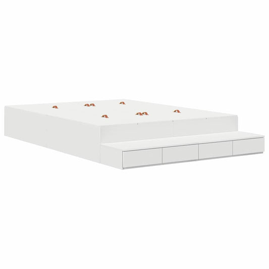 vidaXL Κρεβάτι με αποθηκευτικό χώρο Λευκό 135 cm Επεξεργασμένο ξύλο