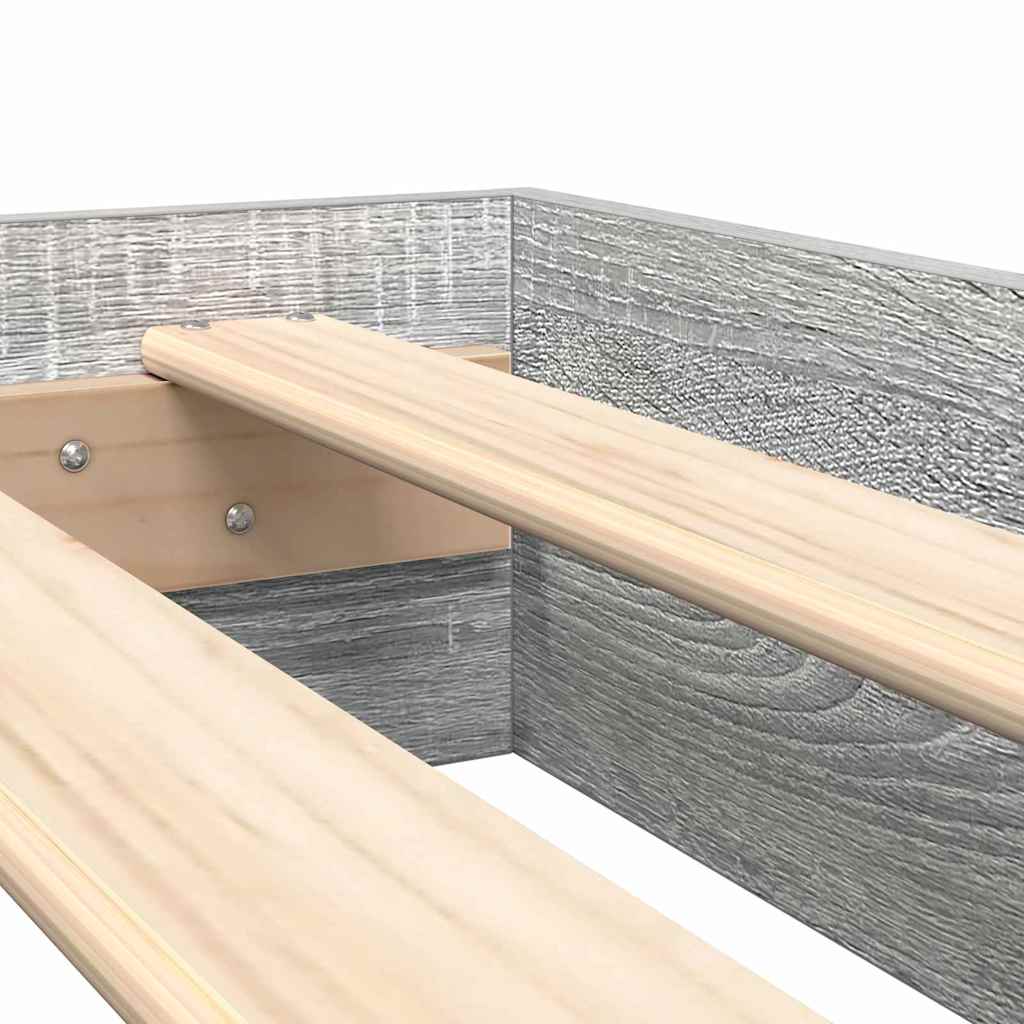 vidaXL Κρεβάτι Βιβλιοθήκης Γκρι sonoma 100 x 200 cm Επεξεργασμένο ξύλο