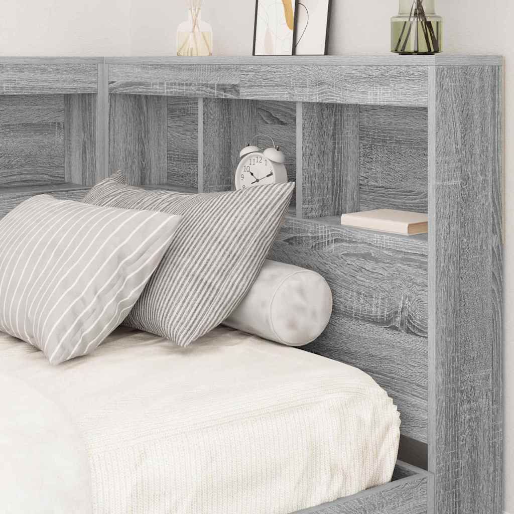 vidaXL Κρεβάτι Βιβλιοθήκης Γκρι sonoma 100 x 200 cm Επεξεργασμένο ξύλο