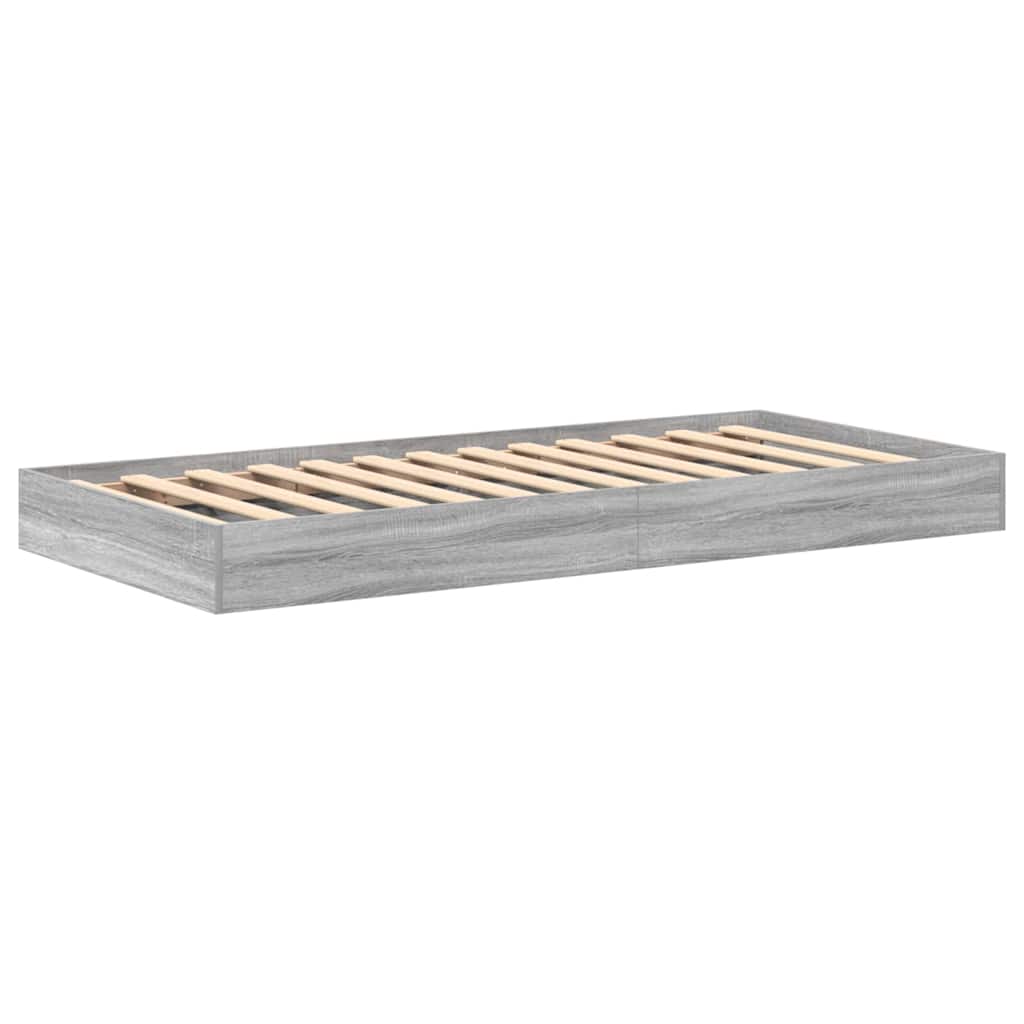 vidaXL Κρεβάτι Βιβλιοθήκης Γκρι sonoma 100 x 200 cm Επεξεργασμένο ξύλο
