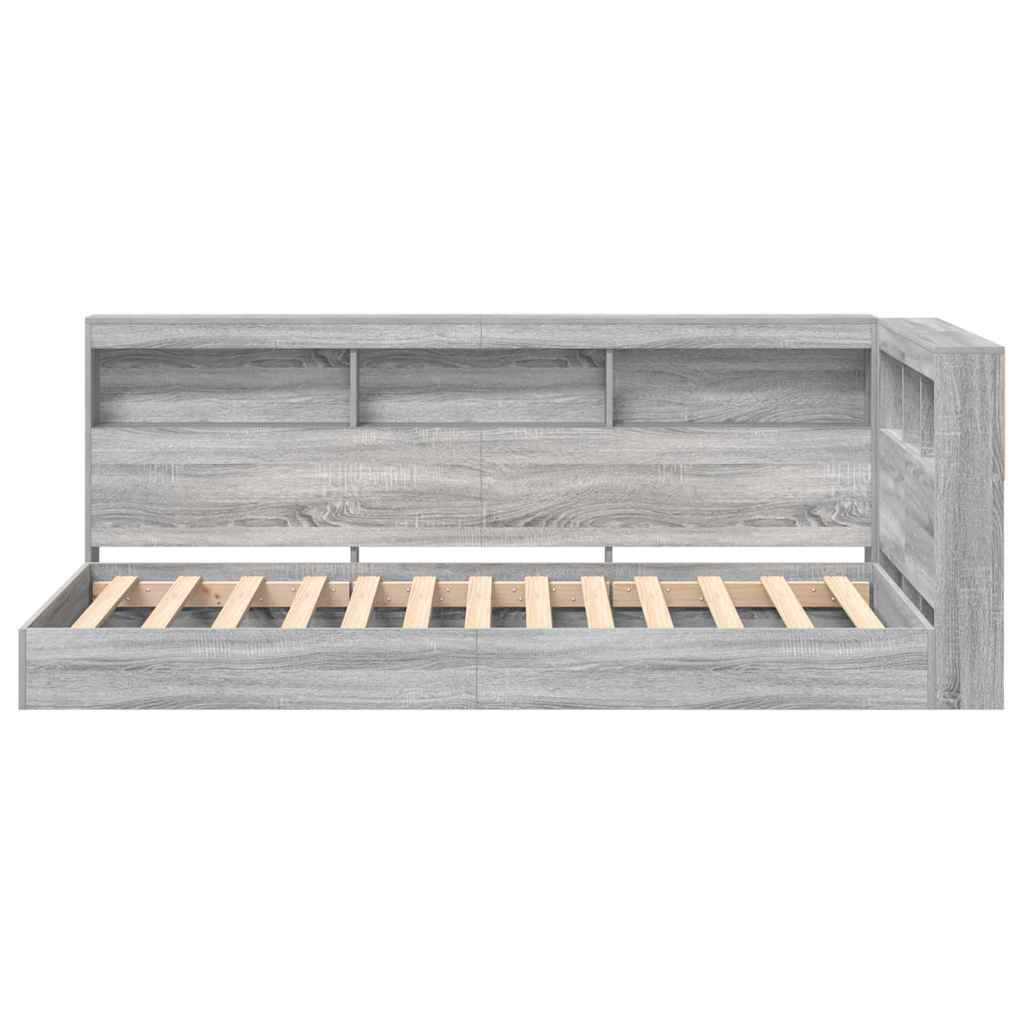 vidaXL Κρεβάτι Βιβλιοθήκης Γκρι sonoma 100 x 200 cm Επεξεργασμένο ξύλο
