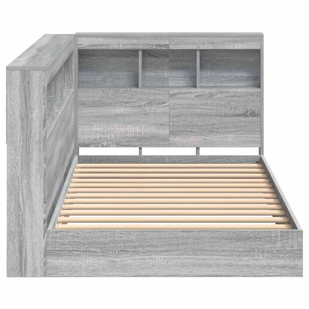 vidaXL Κρεβάτι Βιβλιοθήκης Γκρι sonoma 100 x 200 cm Επεξεργασμένο ξύλο