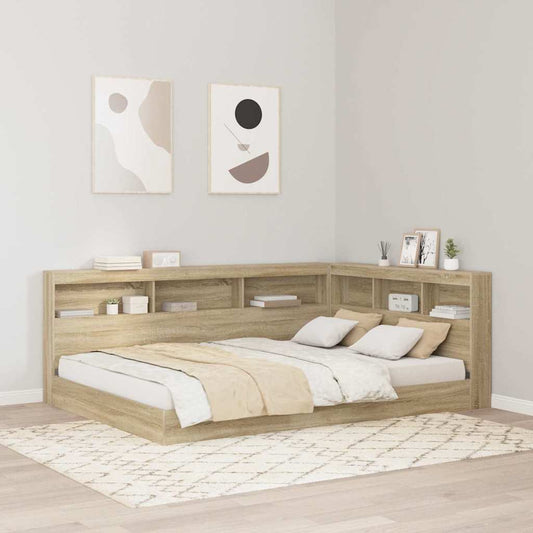 vidaXL Κρεβάτι Βιβλιοθήκης Sonoma Δρυς 140 x 200 cm Επεξεργασμένο ξύλο